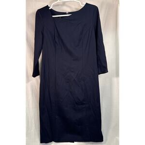 Talbots Navy Sheath Dress with Three-Quarter Sleeves Size 8